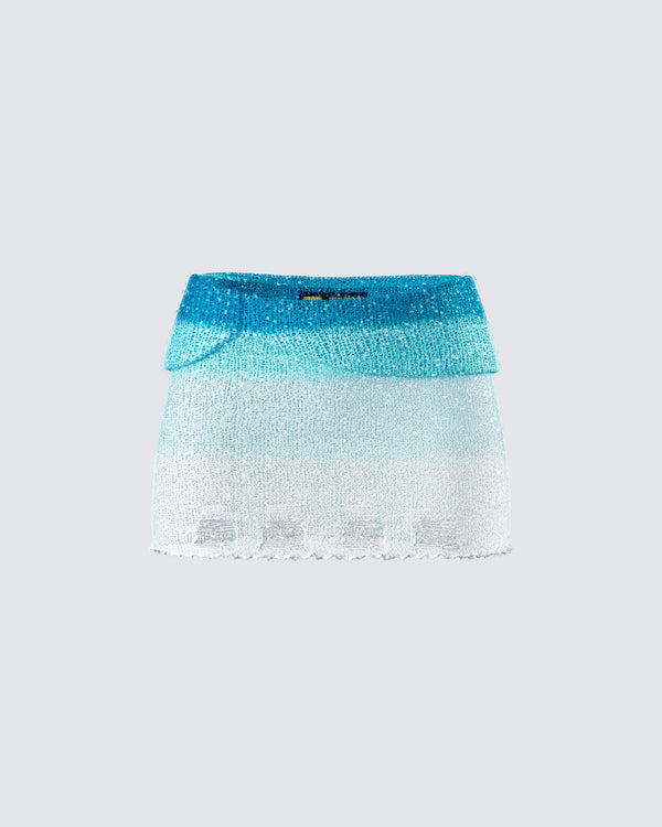 finesse Vanessa Turquoise Sequin Knit Skirt