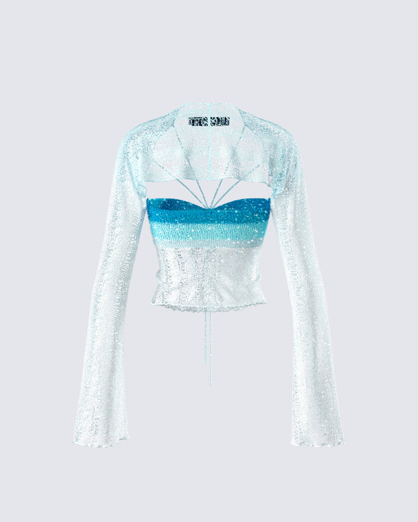 Finesse Vanessa Turquoise Sequin Knit Top