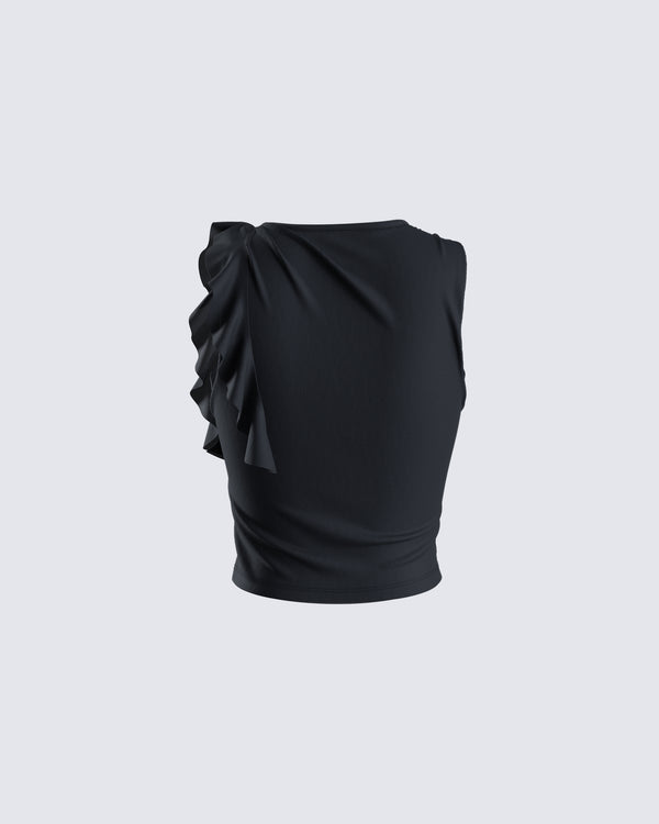 Finesse Veeti Black Jersey Crop Top