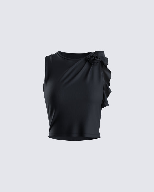 finesse Veeti Black Jersey Crop Top