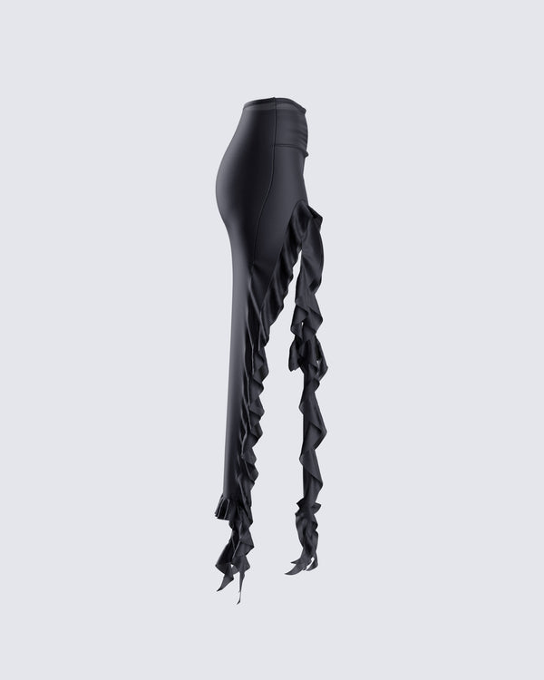 Finesse Veeti Black Jersey Ruffle Skirt