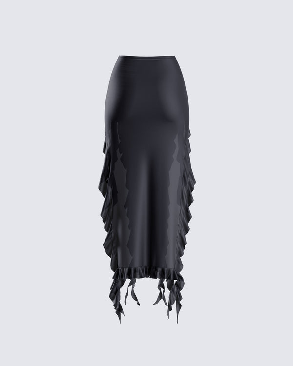 Finesse Veeti Black Jersey Ruffle Skirt