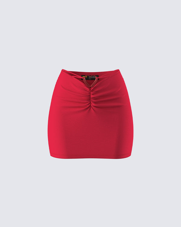 finesse Venetia Red Heart Mini Skirt