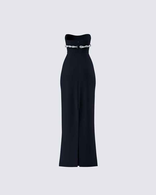 Finesse Via Black Crepe Embellished Gown