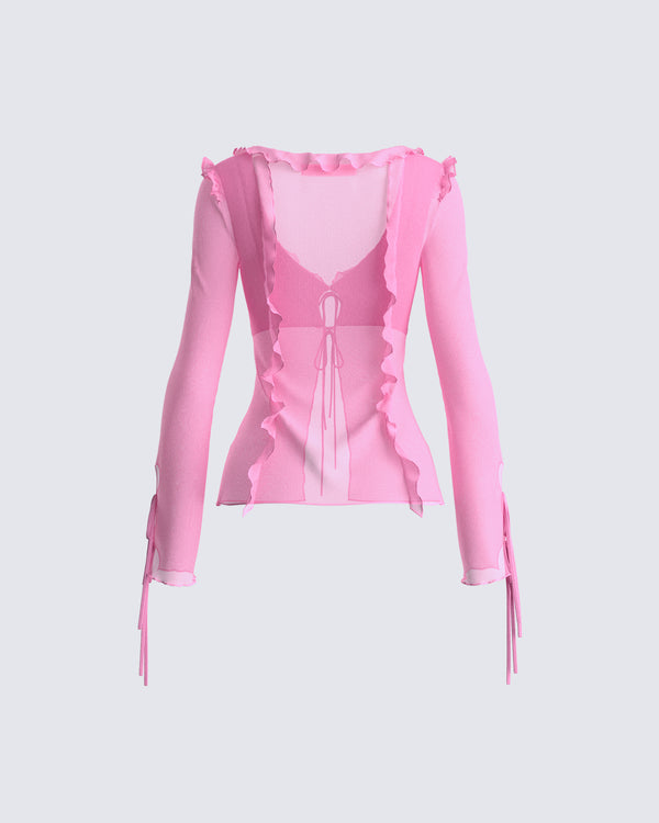 Finesse Vianka Pink Long Sleeve Top