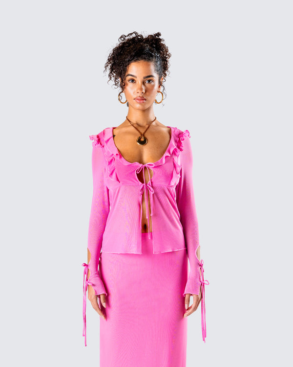 Finesse Vianka Pink Long Sleeve Top