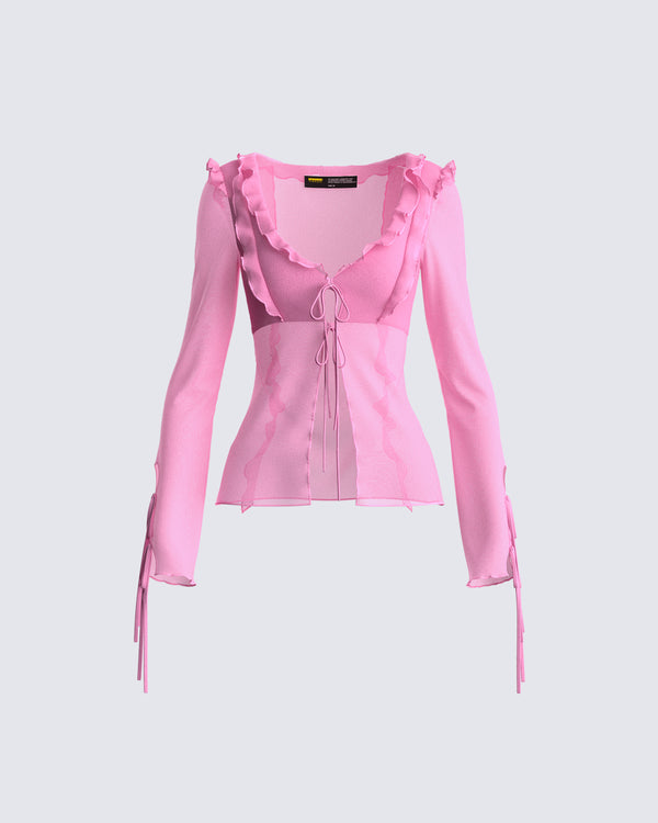 finesse Vianka Pink Long Sleeve Top