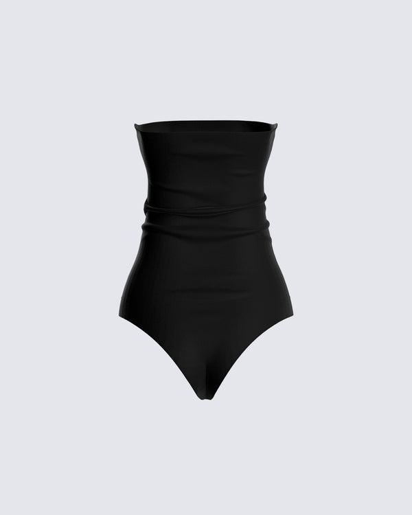 Finesse Vicky Black Strapless Bodysuit