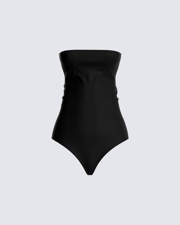 finesse Vicky Black Strapless Bodysuit