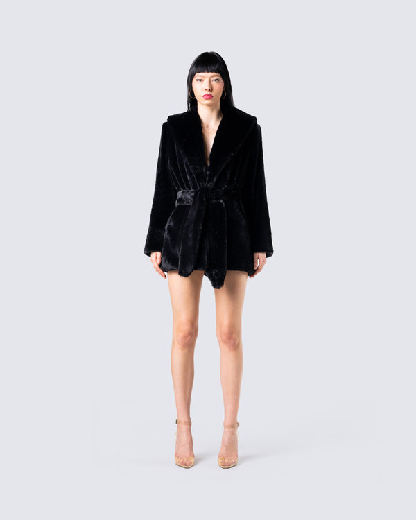 Finesse Victoria Black Fur Coat