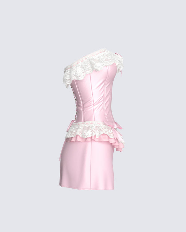 Finesse Vienna Pink Ruffle Mini Dress