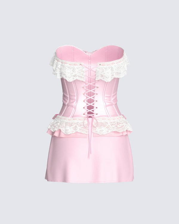 Finesse Vienna Pink Ruffle Mini Dress