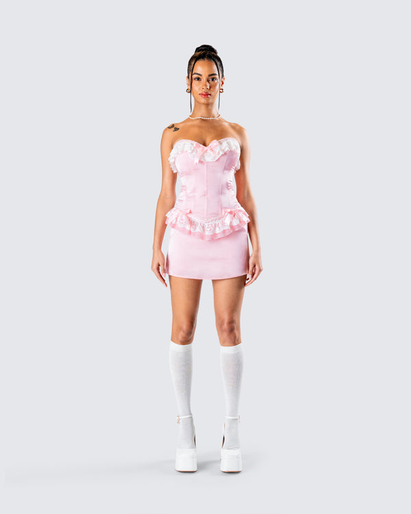 Finesse Vienna Pink Ruffle Mini Dress