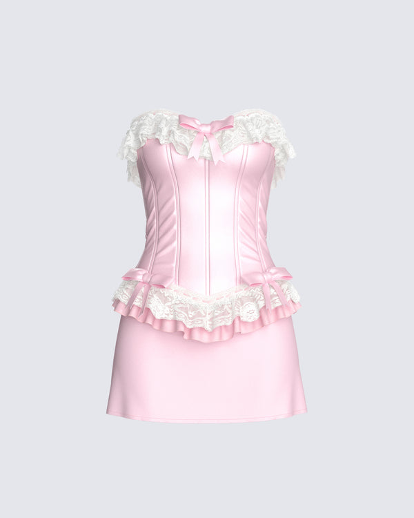 finesse Vienna Pink Ruffle Mini Dress