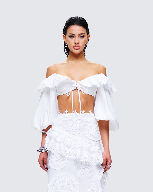 Finesse Villi White Off Shoulder Top