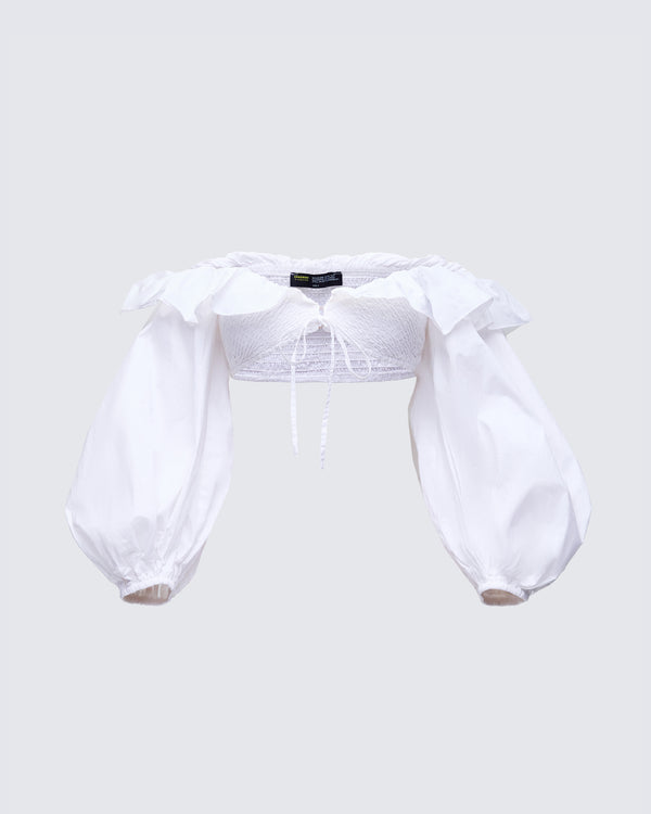 finesse Villi White Off Shoulder Top