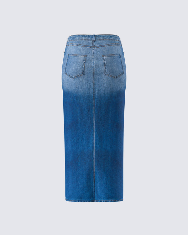 Finesse Vincent Blue Maxi Denim Skirt