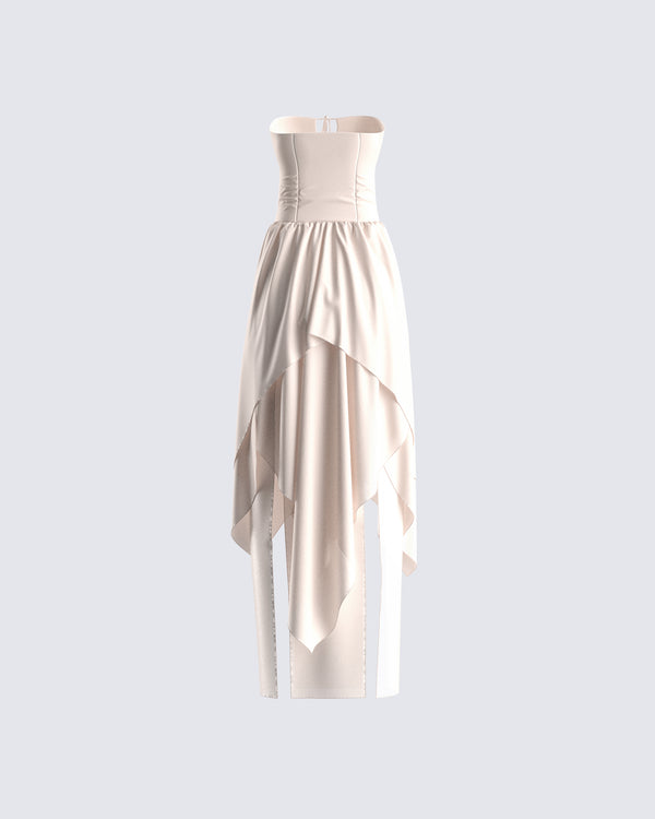 Finesse Violette Ivory Layered Maxi Dress