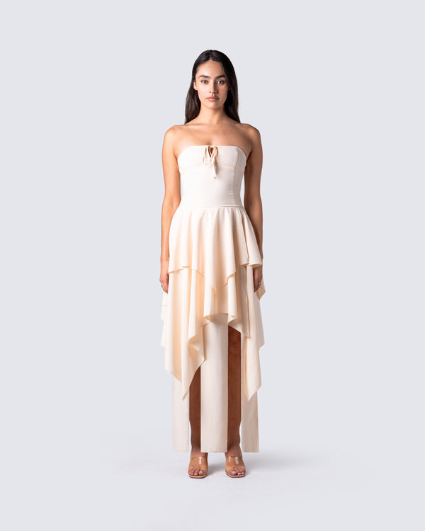 Finesse Violette Ivory Layered Maxi Dress