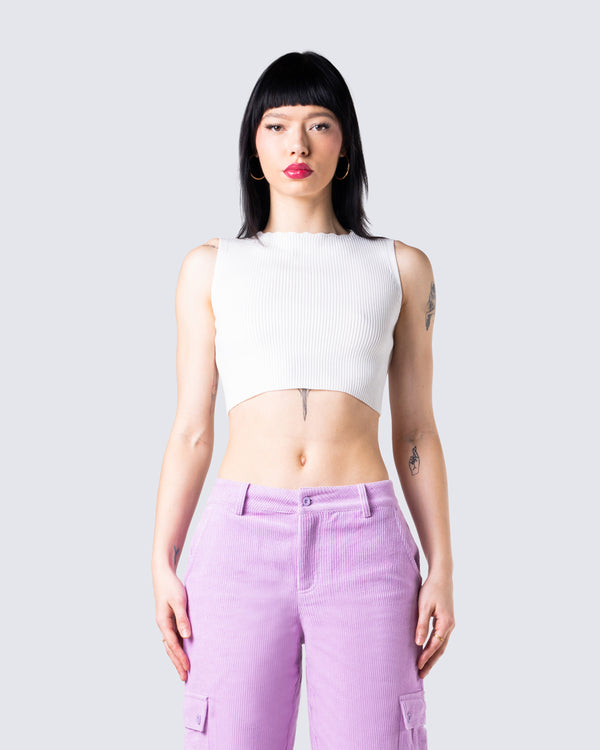 Finesse Vita White Cropped Tank