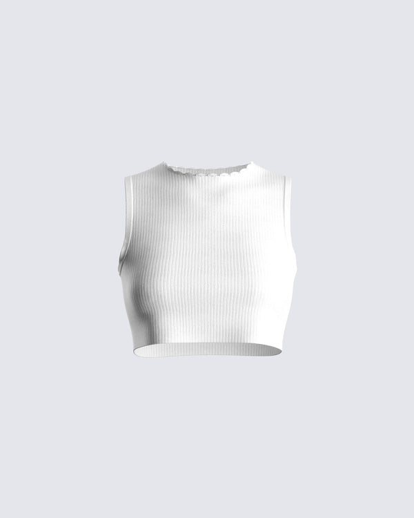 finesse Vita White Cropped Tank