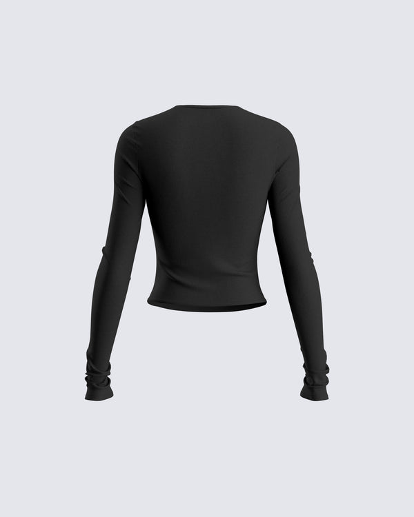 Finesse Vivi Black Jersey Long Sleeve Top