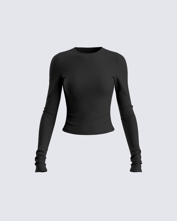 finesse Vivi Black Jersey Long Sleeve Top