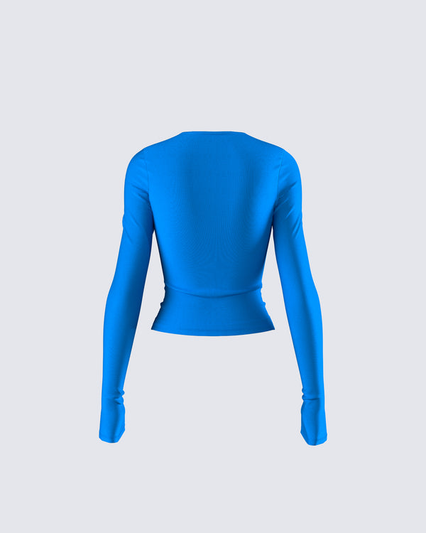 Finesse Vivi Blue Jersey Long Sleeve Top