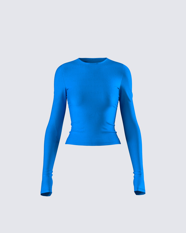 finesse Vivi Blue Jersey Long Sleeve Top