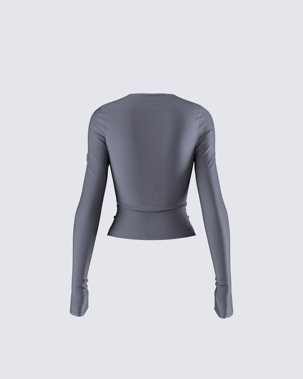 Finesse Vivi Grey Jersey Long Sleeve Top