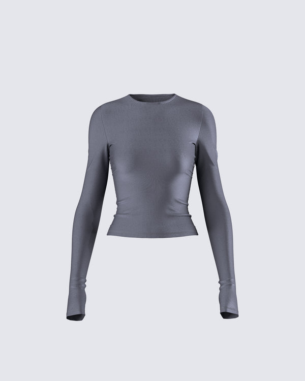 finesse Vivi Grey Jersey Long Sleeve Top
