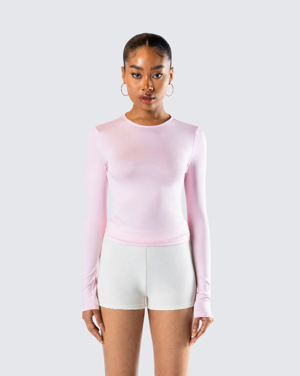 Finesse Vivi Pink Jersey Long Sleeve Top