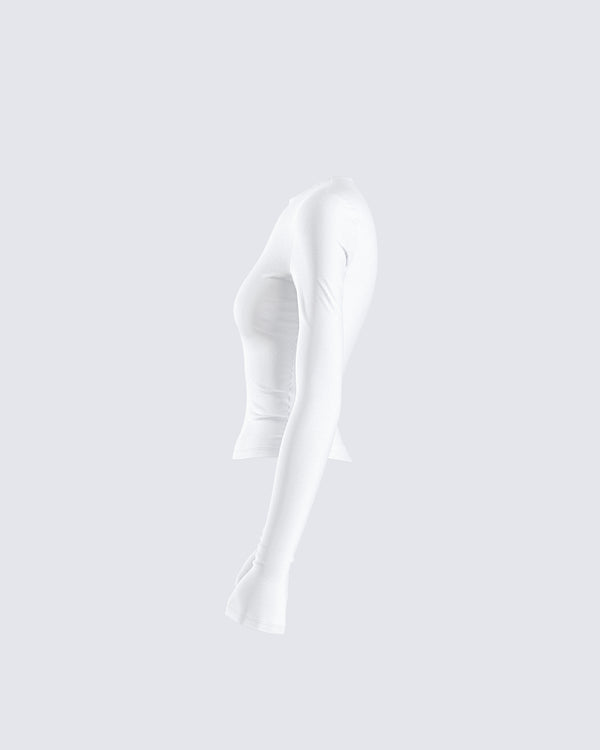 Finesse Vivi White Jersey Long Sleeve Top