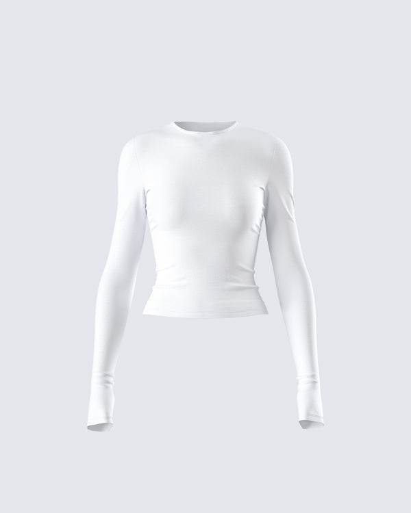 finesse Vivi White Jersey Long Sleeve Top