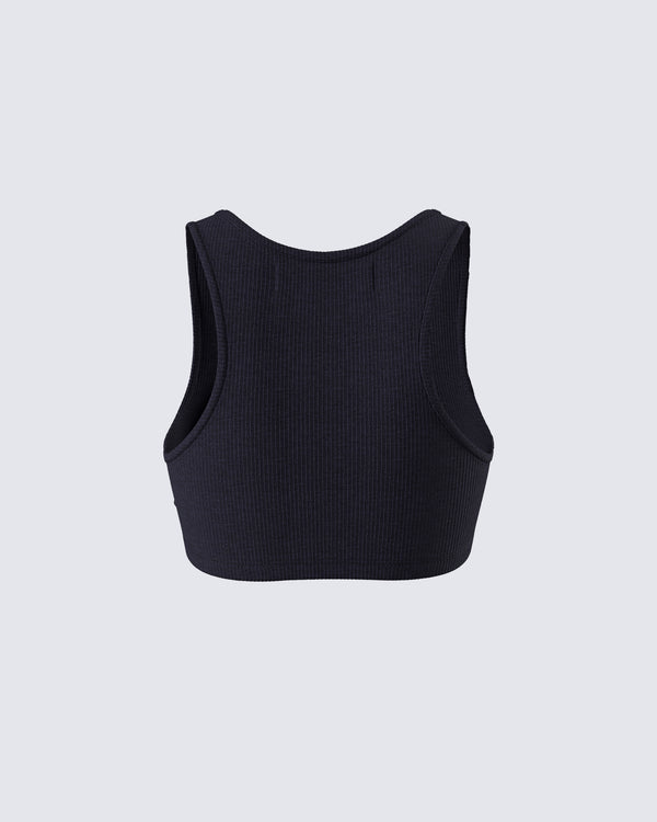 Finesse Waverly Black Ribbed Tank Top