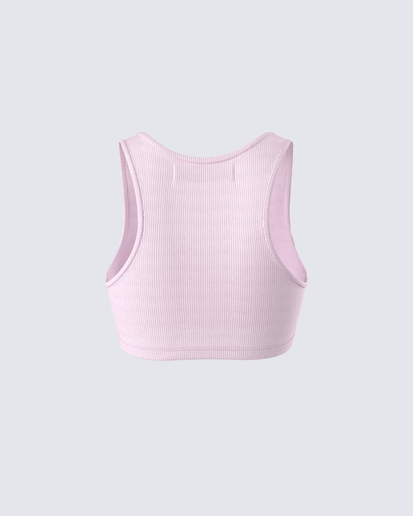 Finesse Waverly Pink Ribbed Tank Top