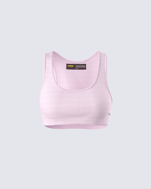 finesse Waverly Pink Ribbed Tank Top