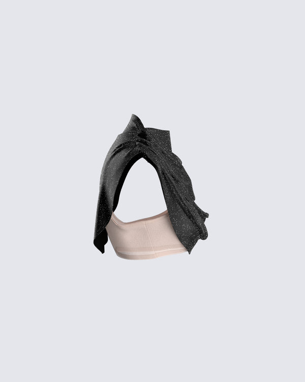 Finesse Whitney Black Shimmer Crop Top