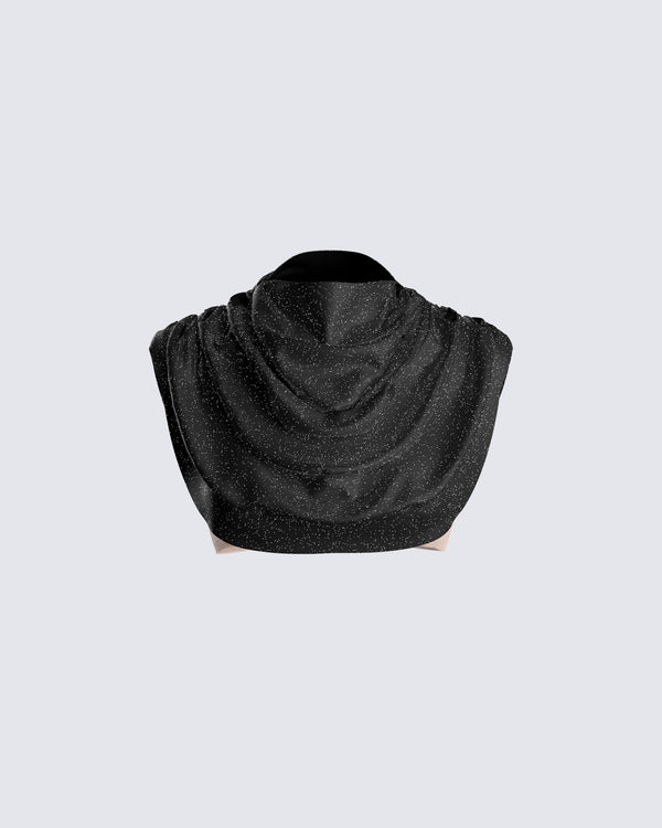 finesse Whitney Black Shimmer Crop Top