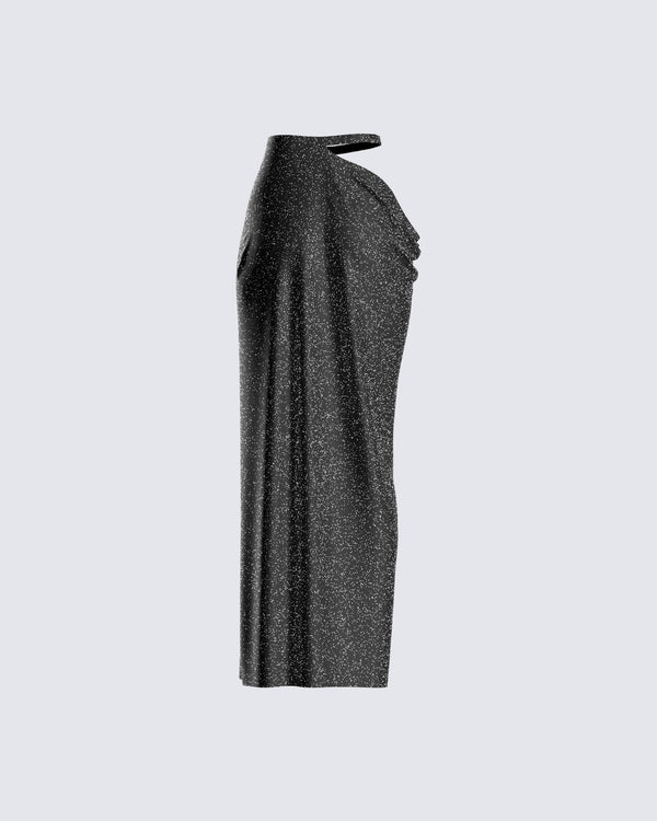 Finesse Whitney Black Shimmer Maxi Skirt