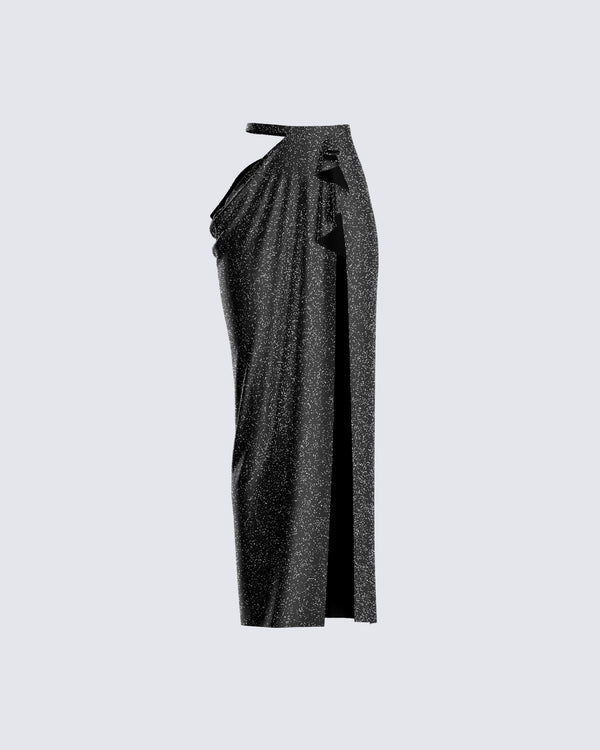 finesse Whitney Black Shimmer Maxi Skirt