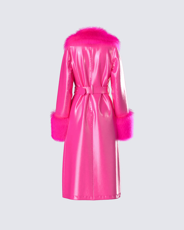 Finesse Willa Pink Vegan Fur Leather Coat