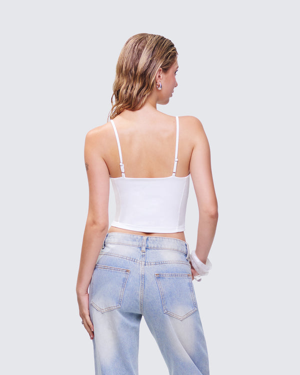 Finesse Wilmer White Tie Front Cami Top