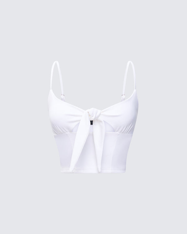 finesse Wilmer White Tie Front Cami Top