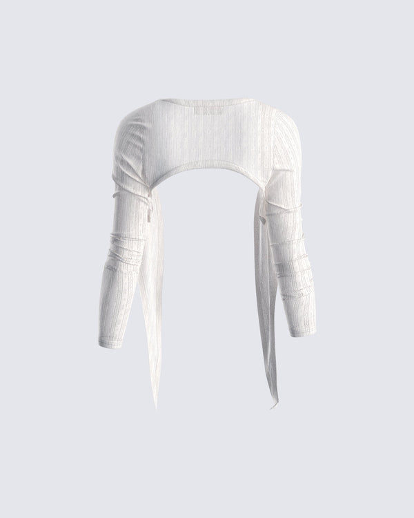 Finesse Winnie Ivory Pointelle Shrug
