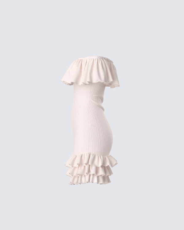 Finesse Winsley Peach Ruffle Knit Mini Dress