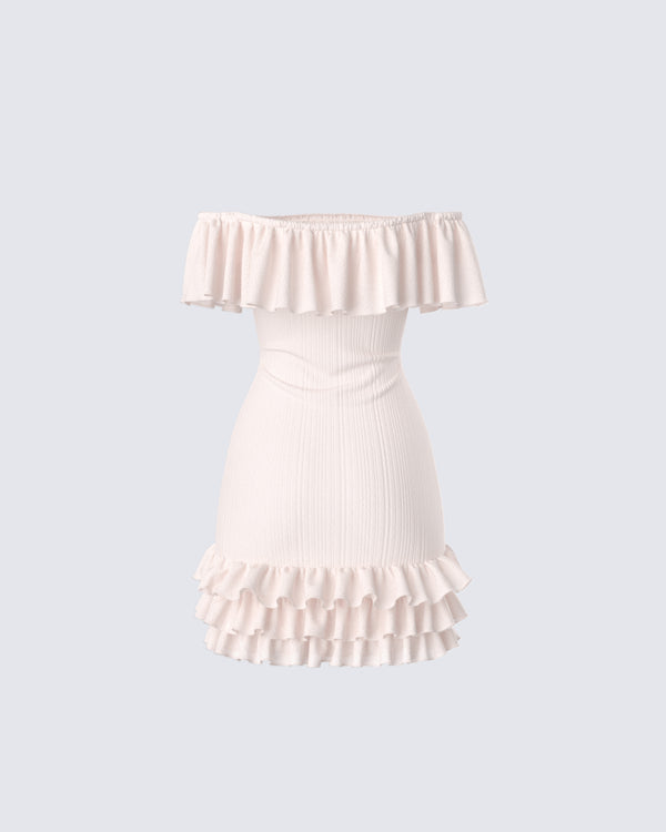 Finesse Winsley Peach Ruffle Knit Mini Dress