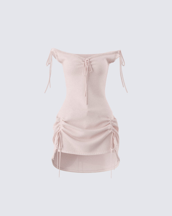 finesse Wrenley Beige Ruched Sweater Top