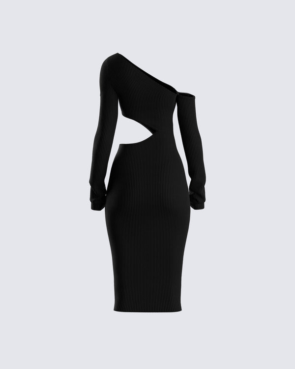 Finesse Xander Black Cut Out Midi Dress
