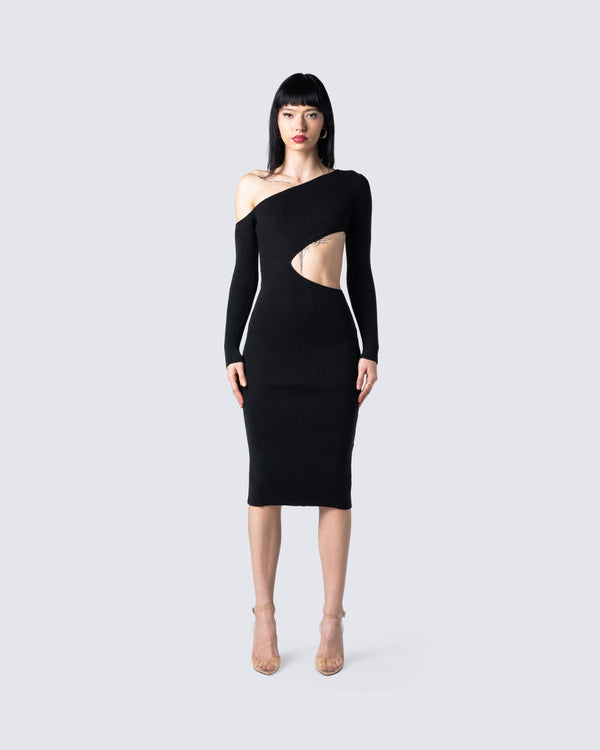 Finesse Xander Black Cut Out Midi Dress